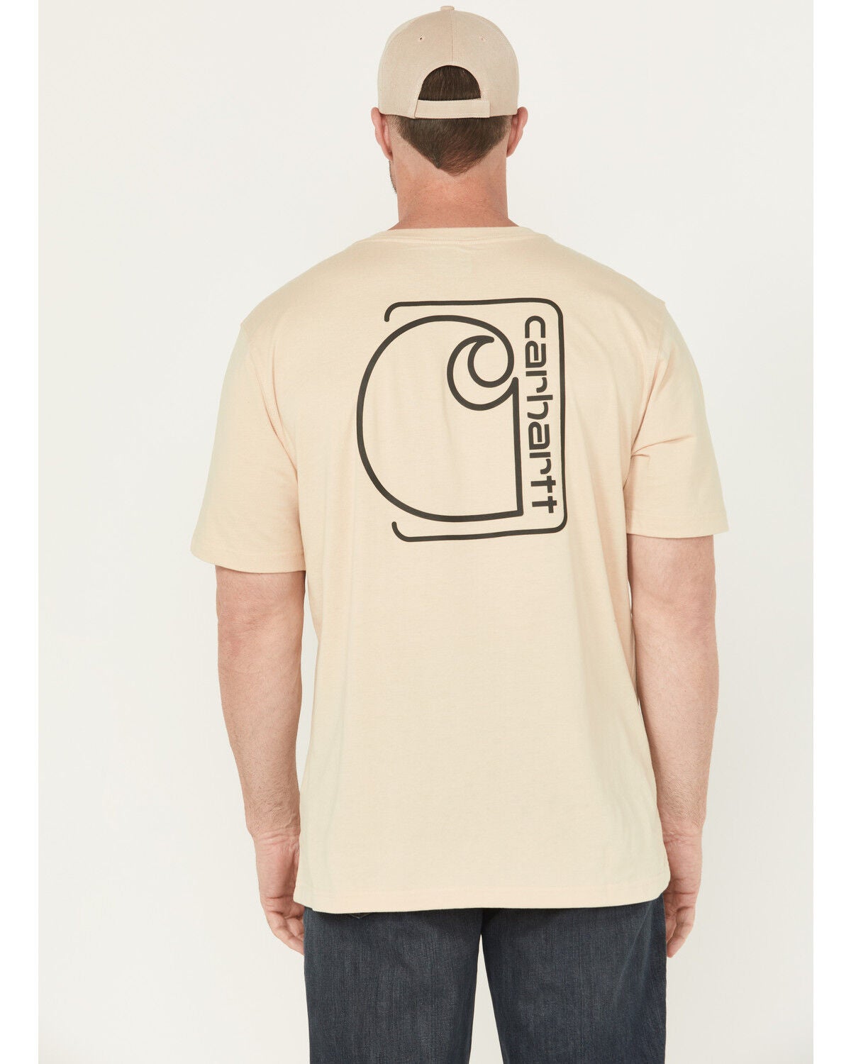 Carhartt Men's Relaxed Fit Lightweight C Graphic Short Sleeve Pocket Shirt, Cream, hi-res