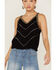 Shyanne Women's Southwestern Embroidered V-Neck Cami, Black, hi-res