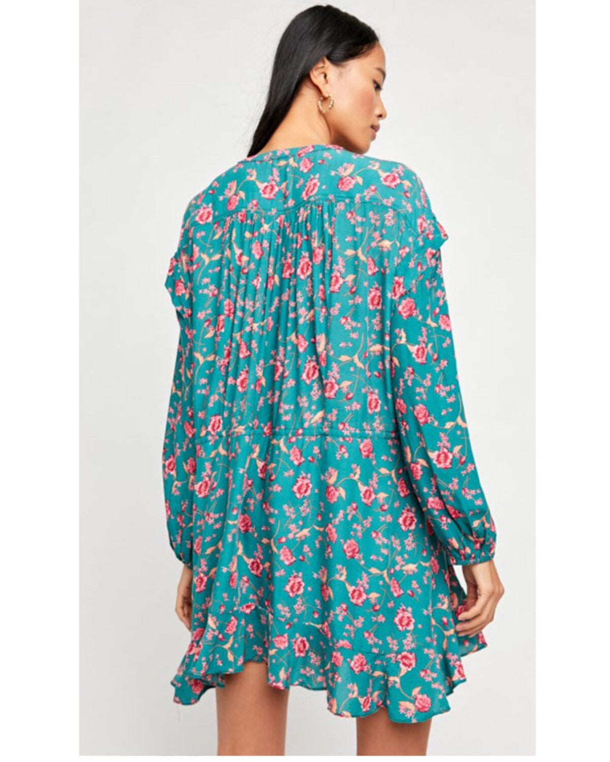 Free People Flower Fields Long Sleeve Mini Dress - Xs