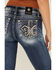 Image #2 - Miss Me Women's Dark Wash Mid Rise Embroidered Fleur De Lis Stretch Denim Jeans, , hi-res
