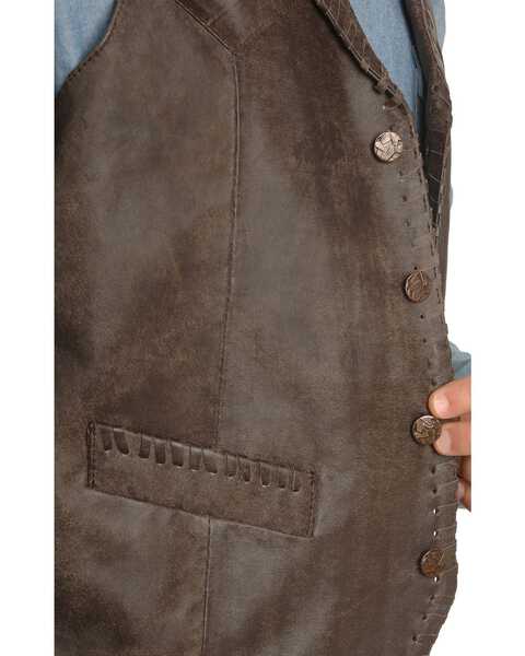 Scully Men's Whipstitch Leather Lapel Vest, Brown, hi-res