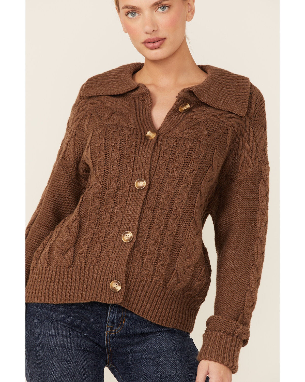 Open Front Cable Knit Sweater | Boot Barn