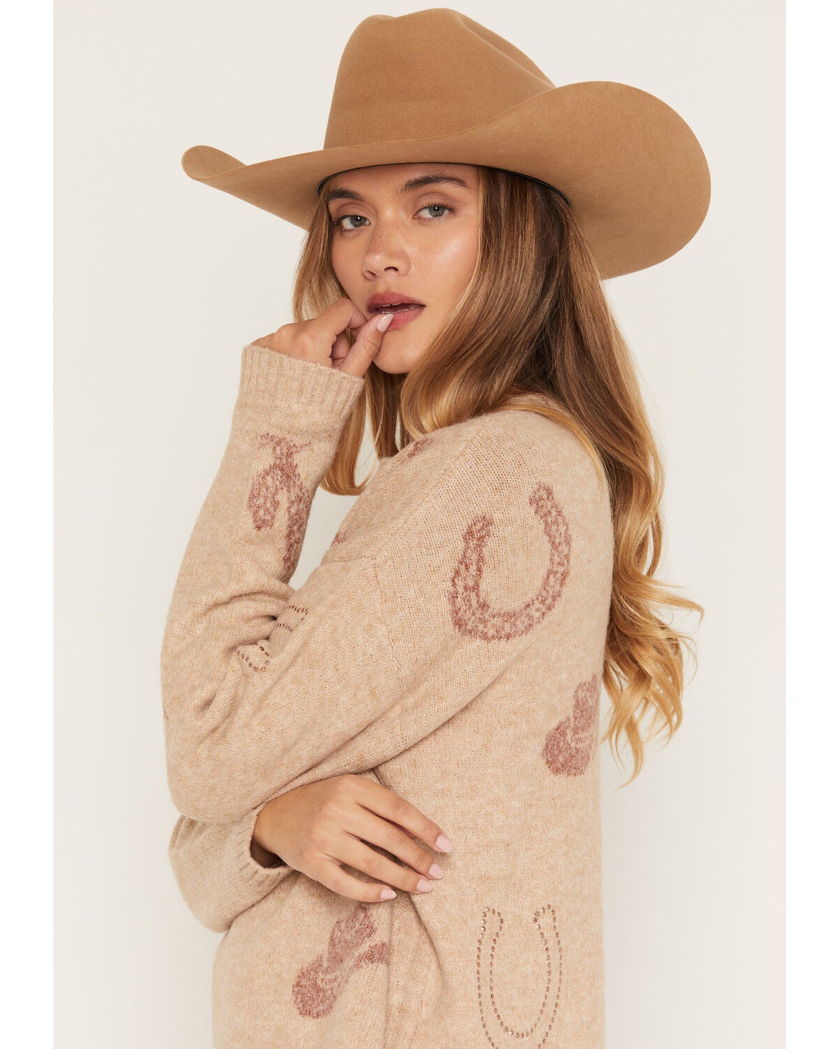 Image #2 - Idyllwind Women's Hastings Rhinestone Pullover Sweater, Khaki, hi-res