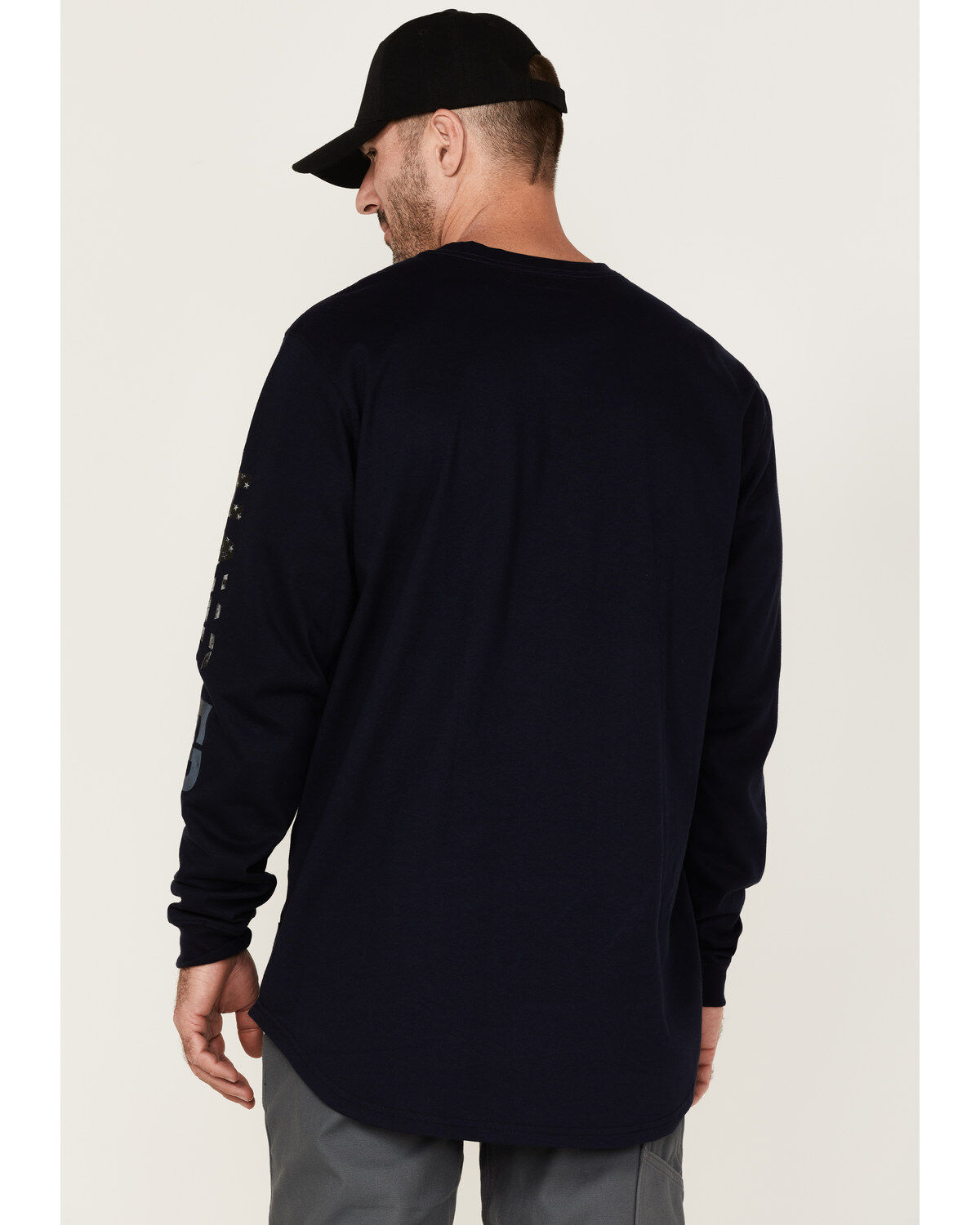 Image #4 - Hawx Men's FR Flag Logo Graphic Long Sleeve Work T-Shirt, Navy, hi-res