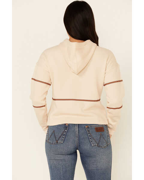 Image #3 - Shyanne Women's Tan & White Embroidered Logo Crop Hoodie , Tan, hi-res