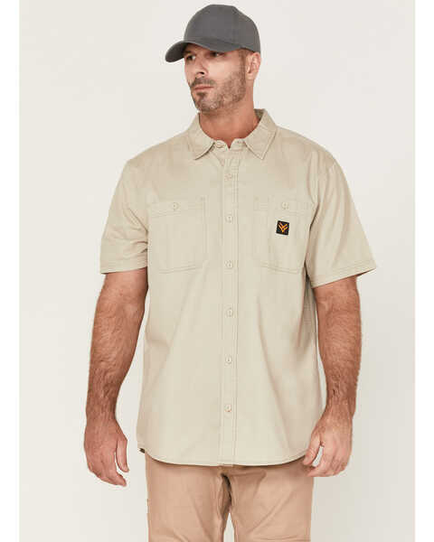 Image #1 - Hawx Men's Twill Short Sleeve Button-Down Work Shirt , Light Grey, hi-res