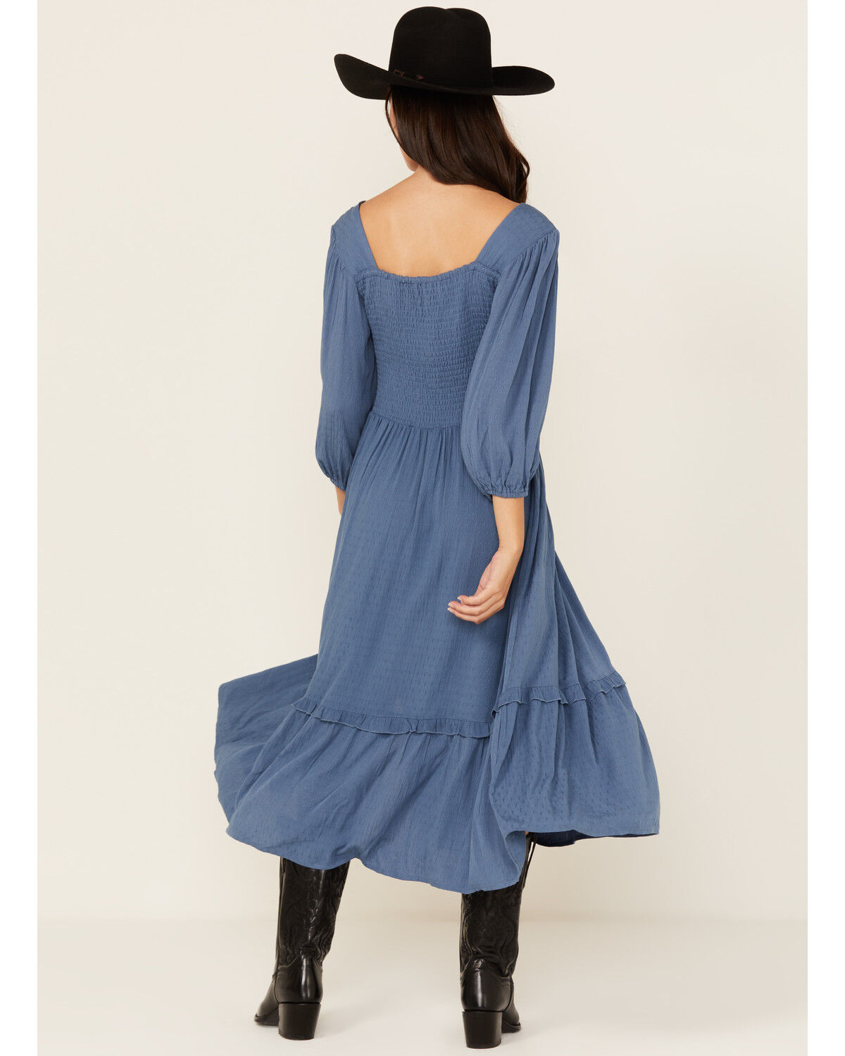 Image #4 - Wild Moss Women's Knot Front Midi Dress, Teal, hi-res