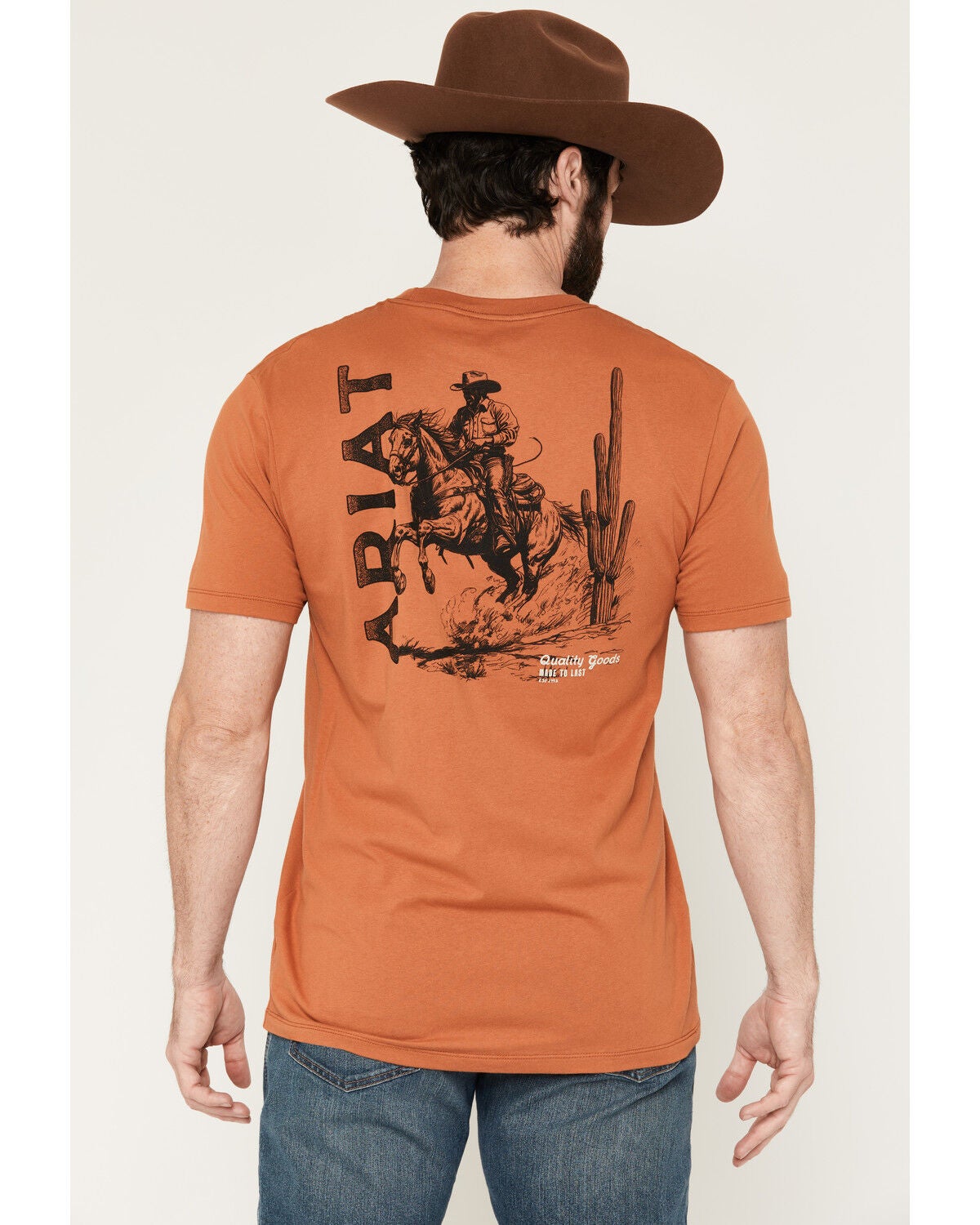 Image #1 - Ariat Men's Tobacco Tough Short Sleeve Graphic T-Shirt, Orange, hi-res
