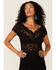 Image #1 - Shyanne Women's Black Lace Knit Flutter Sleeve Crop Top, Black, hi-res