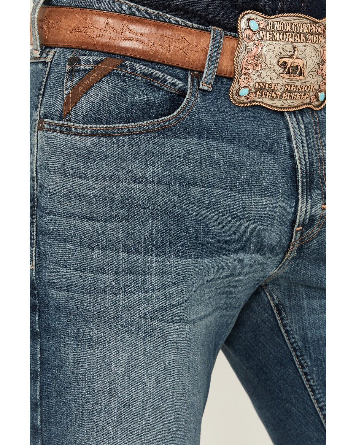 Image #2 - Ariat Men's M4 Legacy Relaxed Bootcut Stretch Denim Jeans, Blue, hi-res