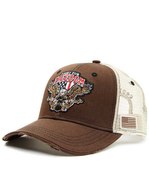 Image #1 - Cody James Men's Fight For Freedom Patch Mesh Ball Cap , Brown, hi-res
