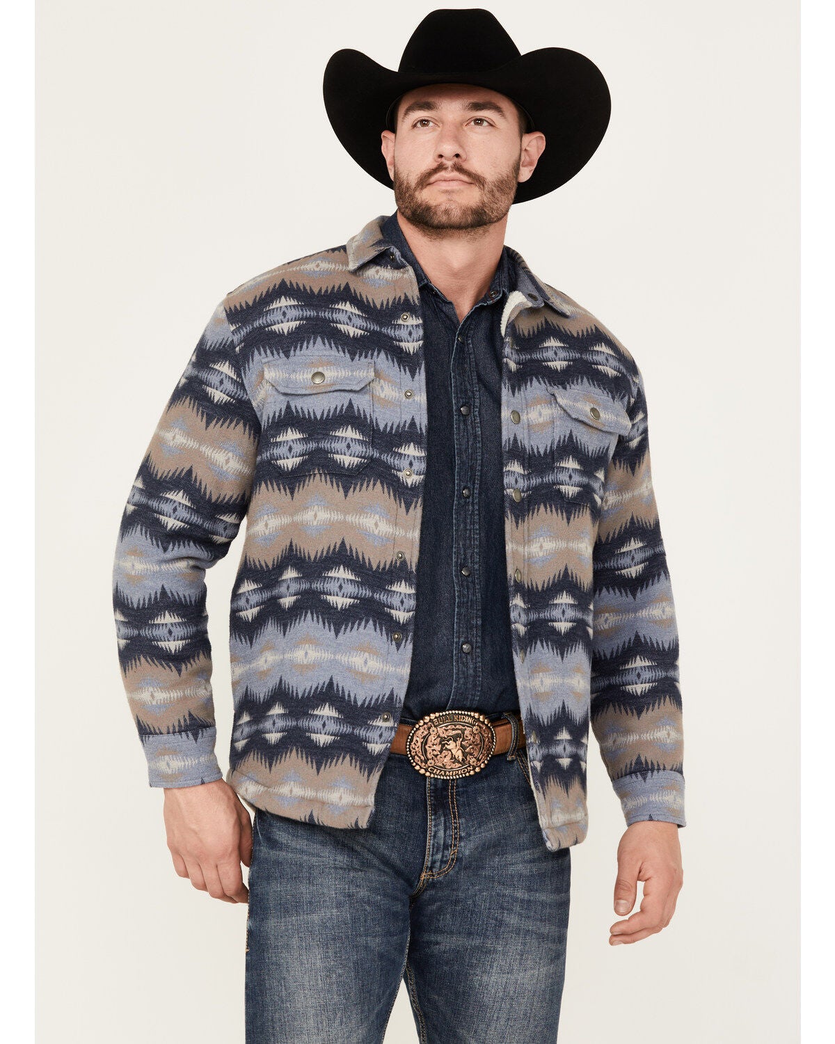 Pendleton Men's Bay City Snap Sherpa Jacket, Blue, hi-res
