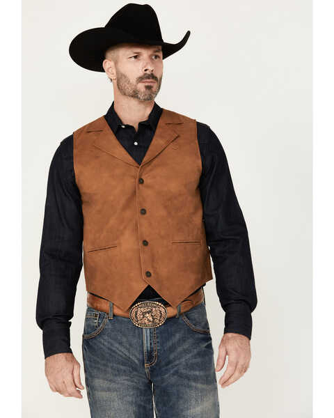 Cody James Men's Hideout Faux Leather Vest, Lt Brown, hi-res