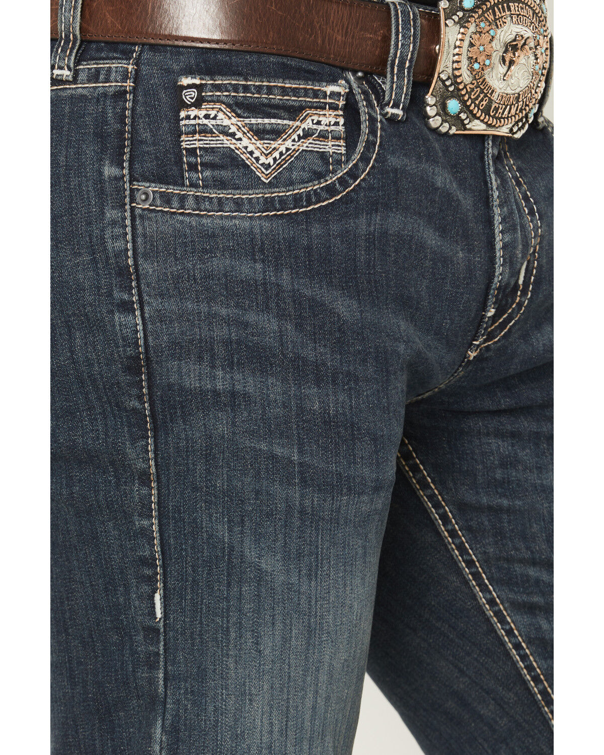 Image #2 - Rock & Roll Denim Men's Boot Barn Exclusive Pistol Dark Wash Bootcut Reflex Denim Jeans, Dark Wash, hi-res