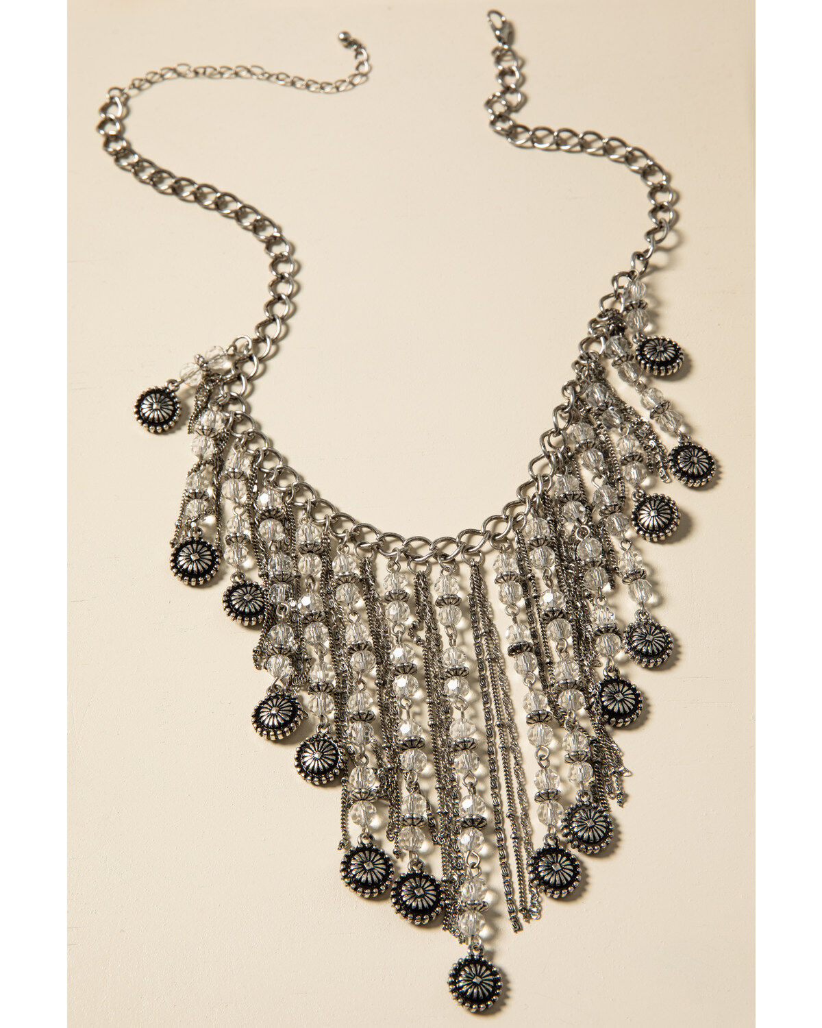 Image #2 - Shyanne Women's Sparkle N' Spice Fringe Statement Bib Necklace, Silver, hi-res