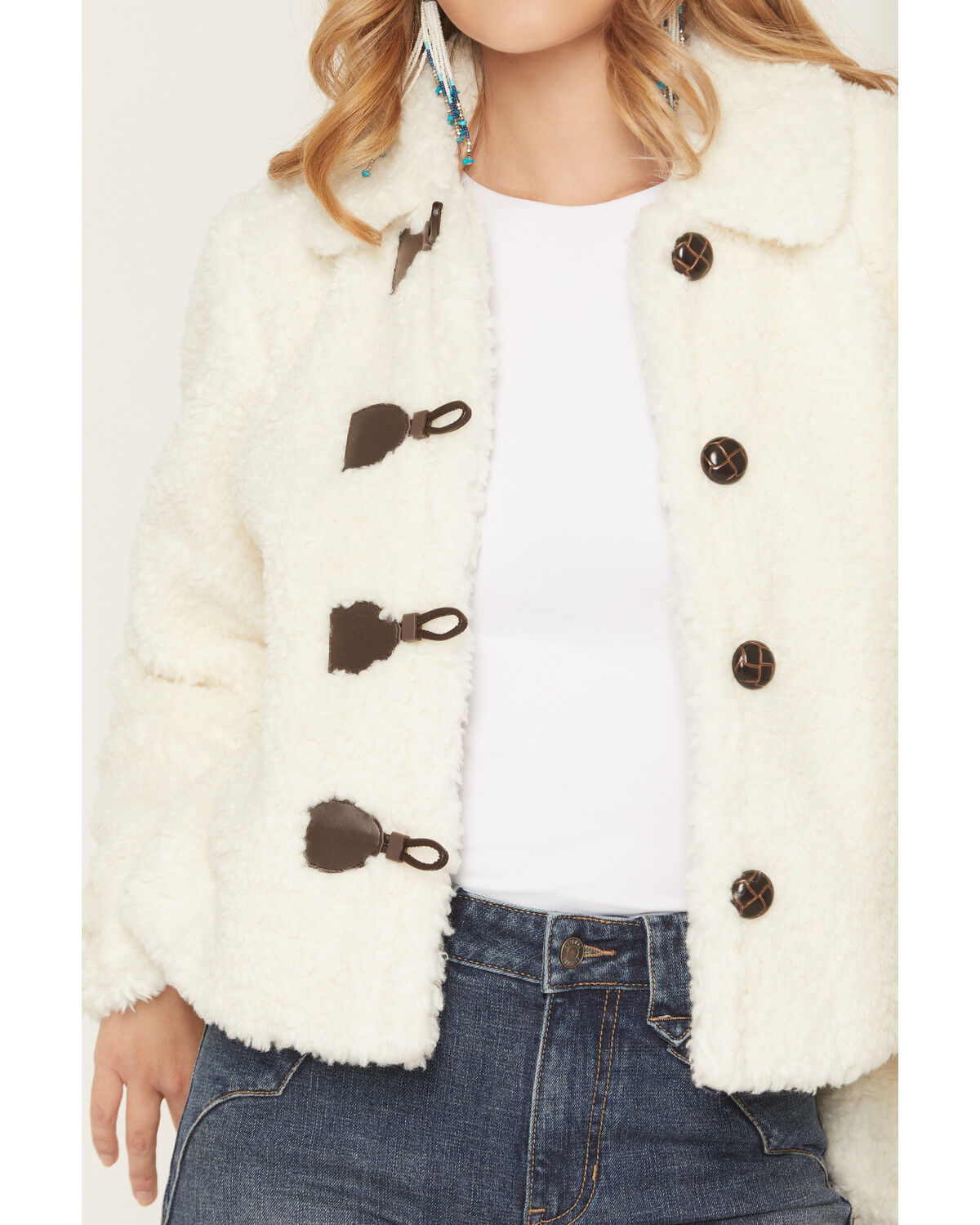 Image #3 - Shyanne Women's Toggle Front Sherpa Jacket, Cream, hi-res