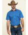 Image #1 - Gibson Men's Combover Geo Print Short Sleeve Western Shirt, Royal Blue, hi-res