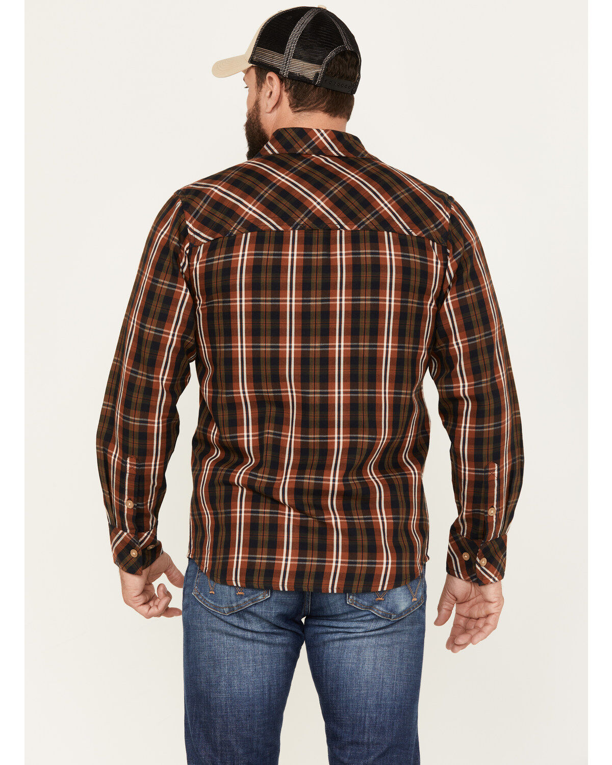 Image #4 - Resistol Men's Lamar Plaid Button Down Western Shirt, Rust Copper, hi-res