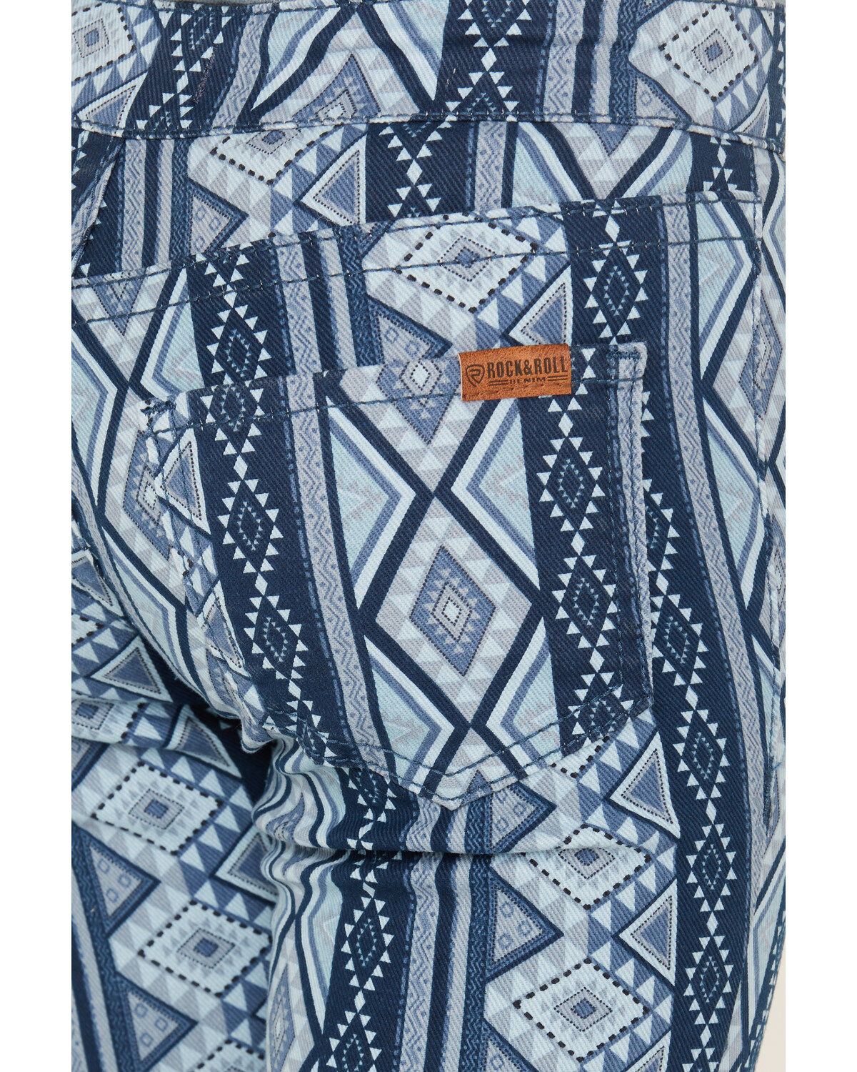 Image #4 - Rock & Roll Denim Girls' Medium Wash Southwestern Print Bargain Button Stretch Flare Jeans, Medium Wash, hi-res