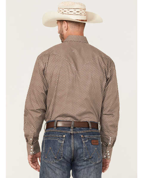 Stetson Men's North Arrow Geo Print Long Sleeve Snap Western Shirt , Grey, hi-res