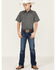 Panhandle Boys' Geo Print Short Sleeve Western Snap Shirt, Silver, hi-res