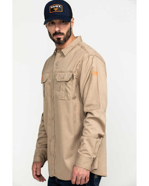 Image #3 - Hawx Men's FR Long Sleeve Woven Work Shirt - Big , Beige/khaki, hi-res