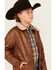 Image #2 - Urban Republic Little Boys' Faux Leather Bomber Jacket, Lt Brown, hi-res