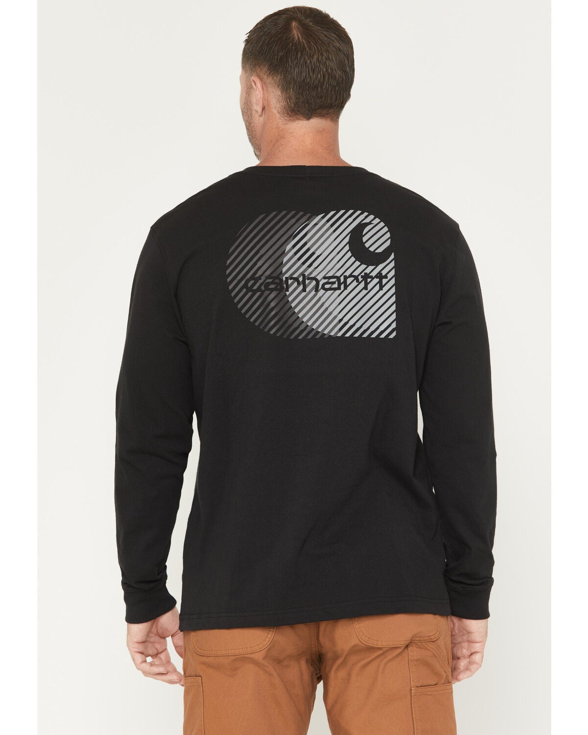 Carhartt Men's Relaxed Fit Heavyweight Long Sleeve Pocket Graphic Work Shirt, Black, hi-res