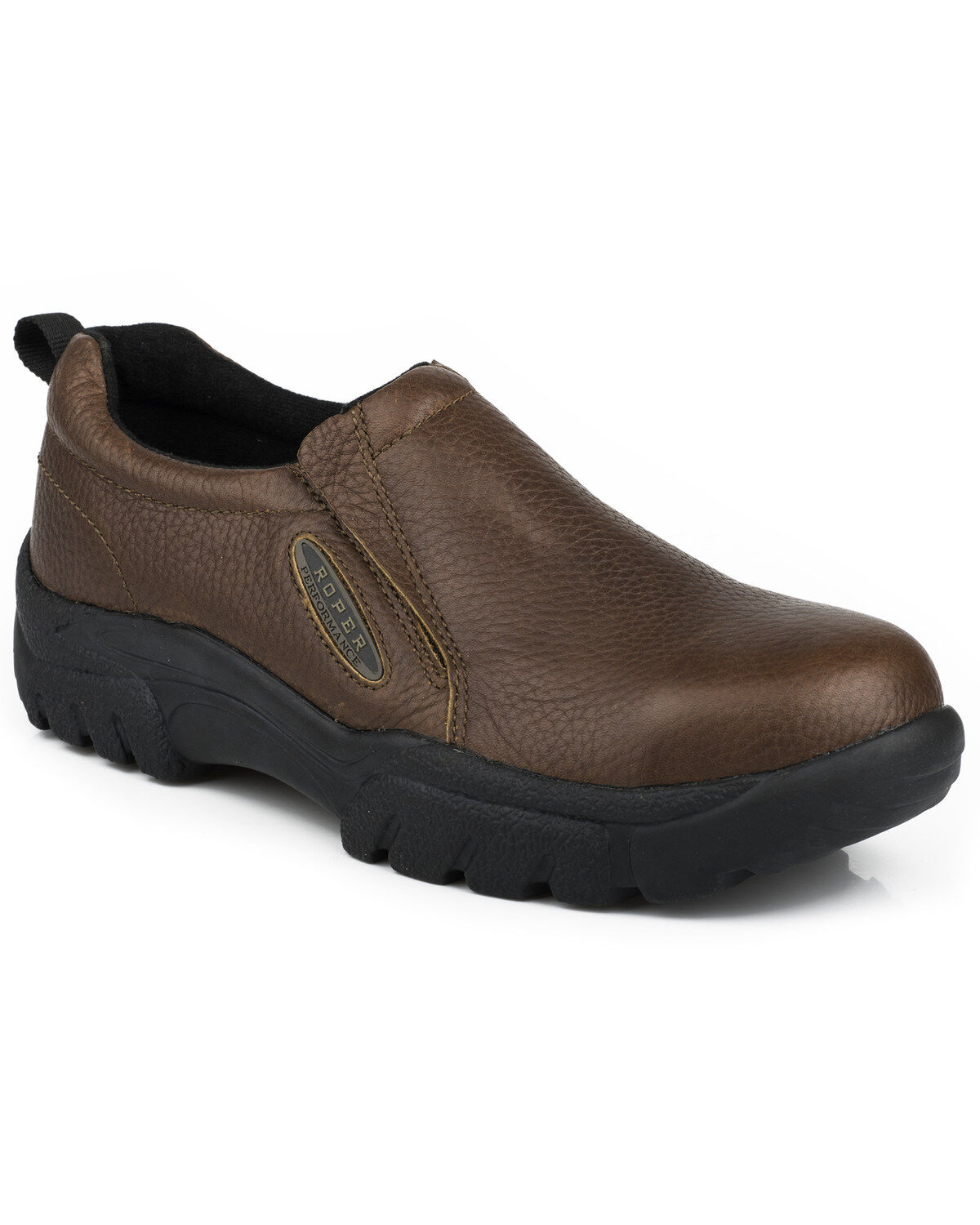 Image #1 - Roper Men's Slip-On Work Shoes - Steel Toe, Brown, hi-res
