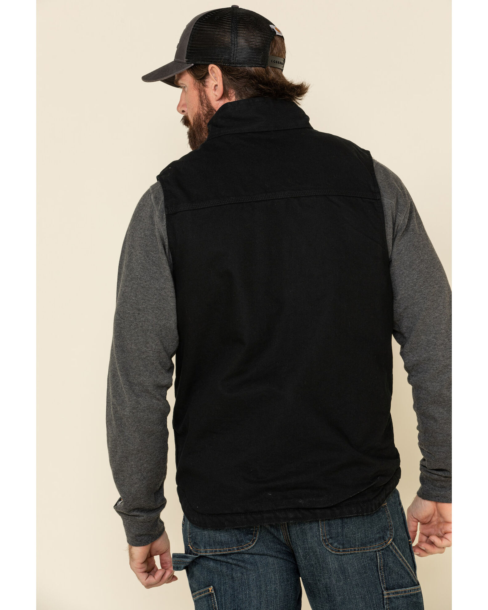 Carhartt Men s Black Washed Duck Sherpa Lined Mock Neck Work Vest Big Boot Barn