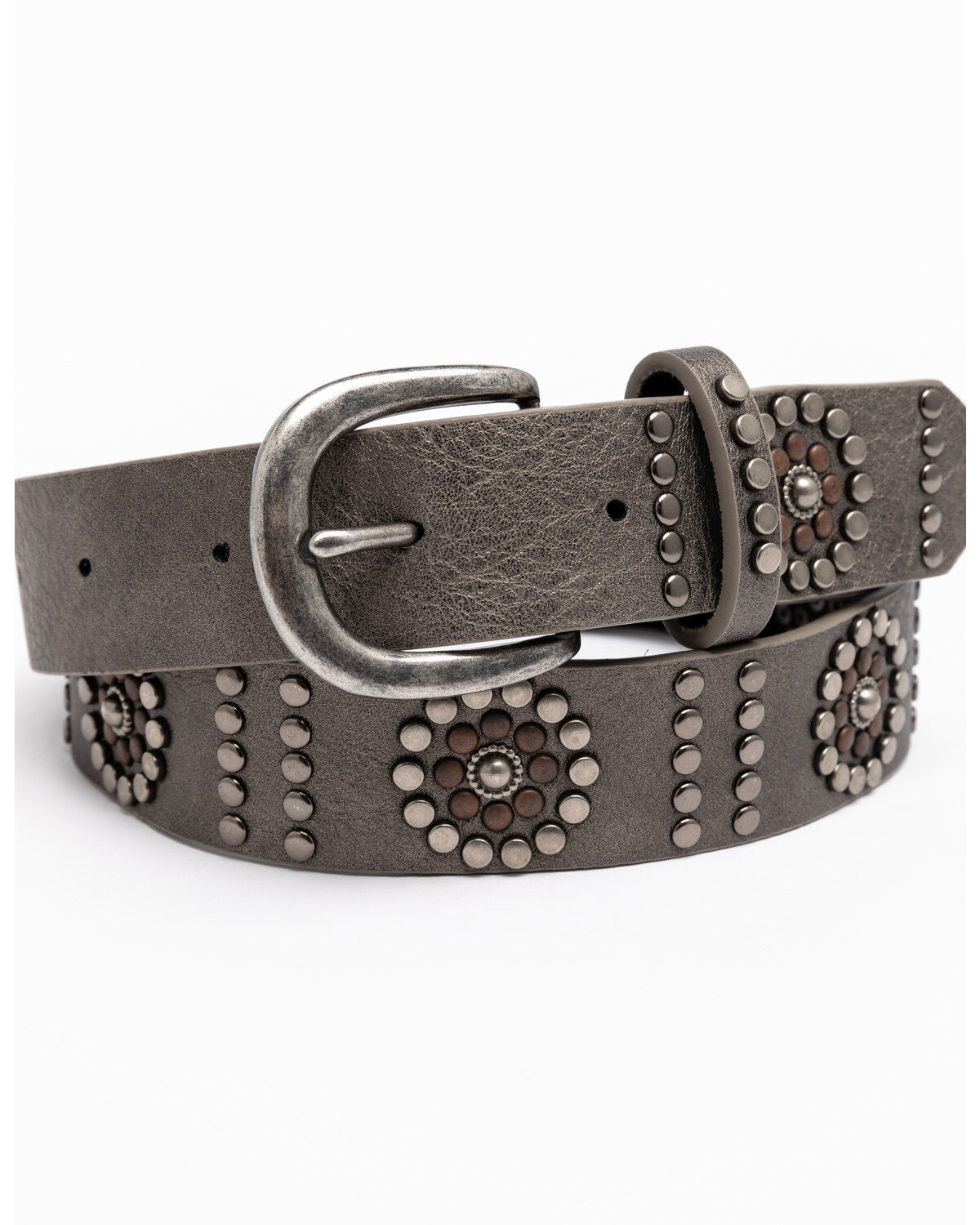 Image #3 - Shyanne Women's Floral Studded Pewter Belt, , hi-res