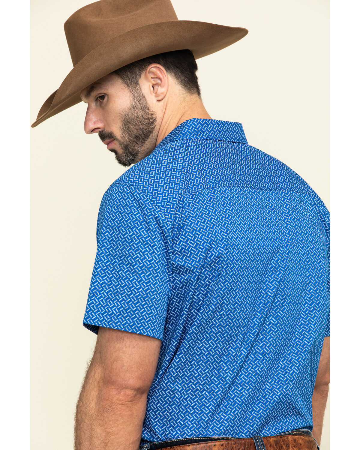 Image #5 - Gibson Men's Combover Geo Print Short Sleeve Western Shirt, Royal Blue, hi-res
