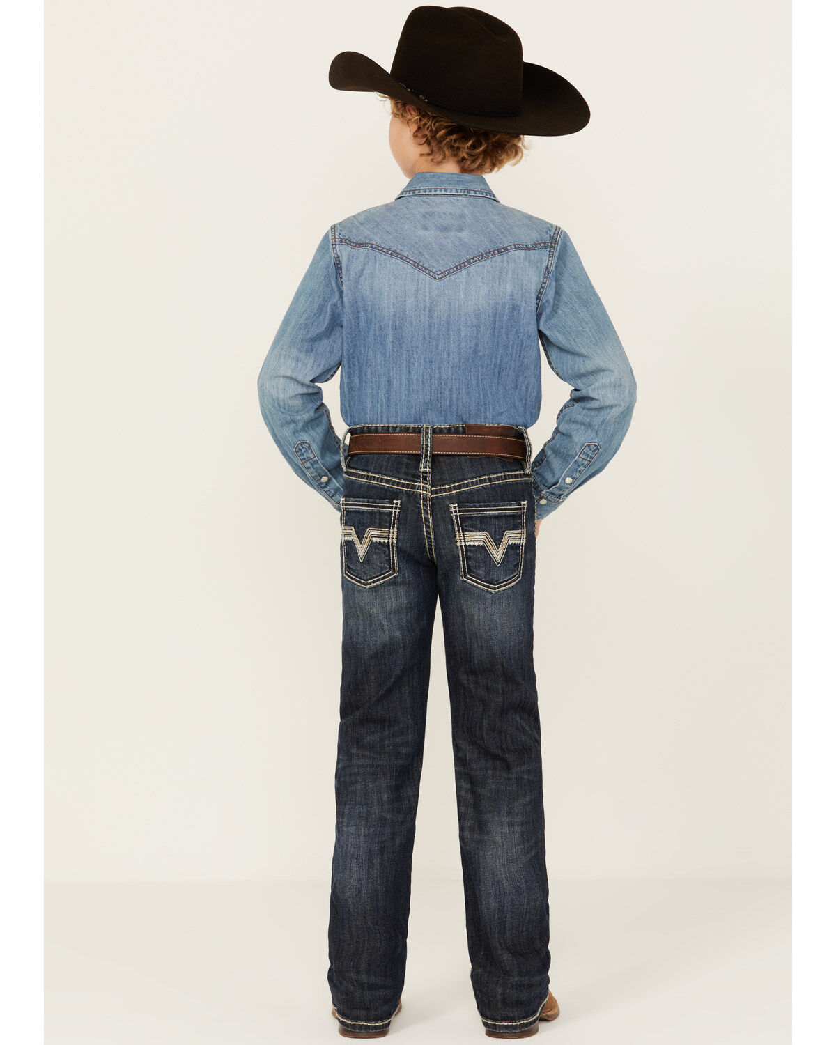 Image #3 - Rock & Roll Denim Boys' Dark Vintage Wash Stretch Bootcut Jeans, Blue, hi-res
