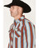Image #2 - Seager Men's Amarillo Striped Long Sleeve Button-Down Western Shirt, Red, hi-res
