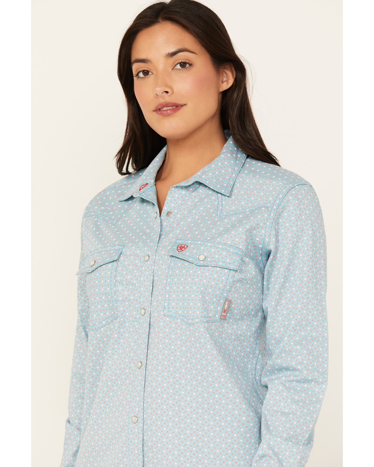 Image #2 - Ariat Women's FR Martlet Long Sleeve Snap Work Shirt, Turquoise, hi-res