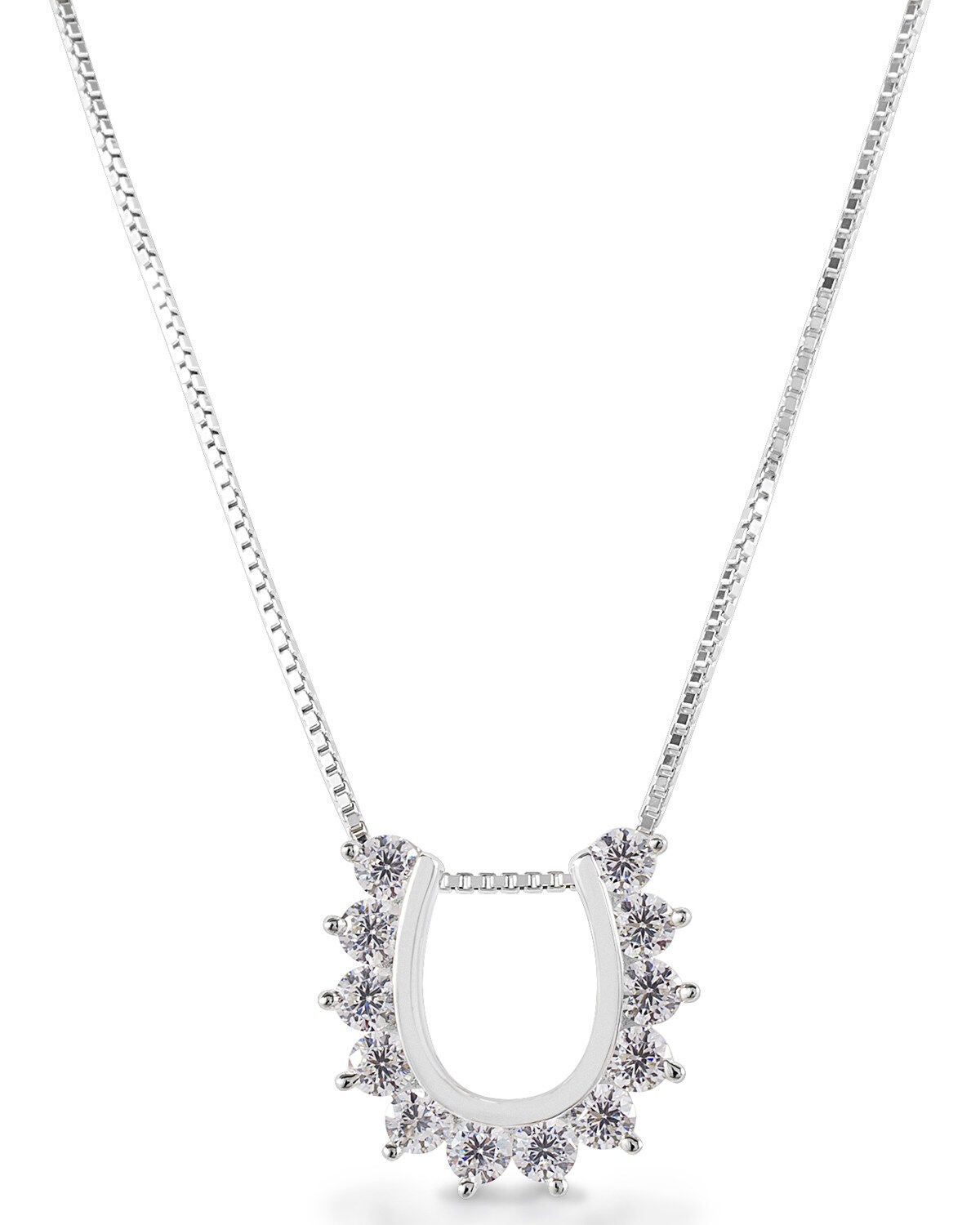Kelly Herd Women's Outside Set Horseshoe Necklace, Silver, hi-res