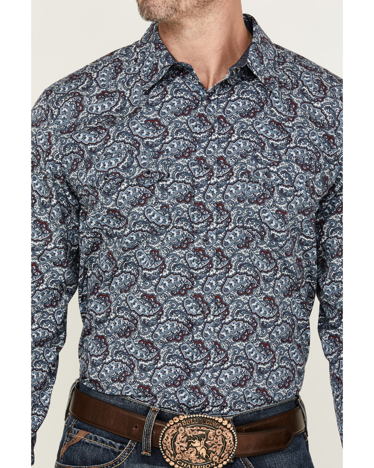 Image #3 - Cody James Men's Refresh Paisley Print Long Sleeve Snap Western Shirt, Red, hi-res