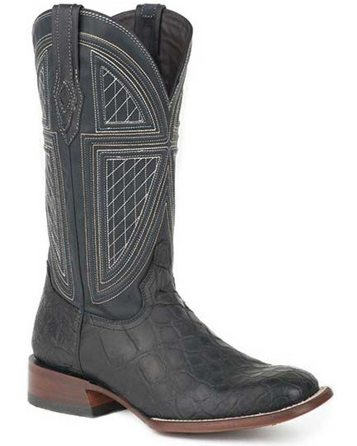 Stetson Men's Black Falls Oiled Alligator Exotic Western Boots - Square Toe, Black, hi-res