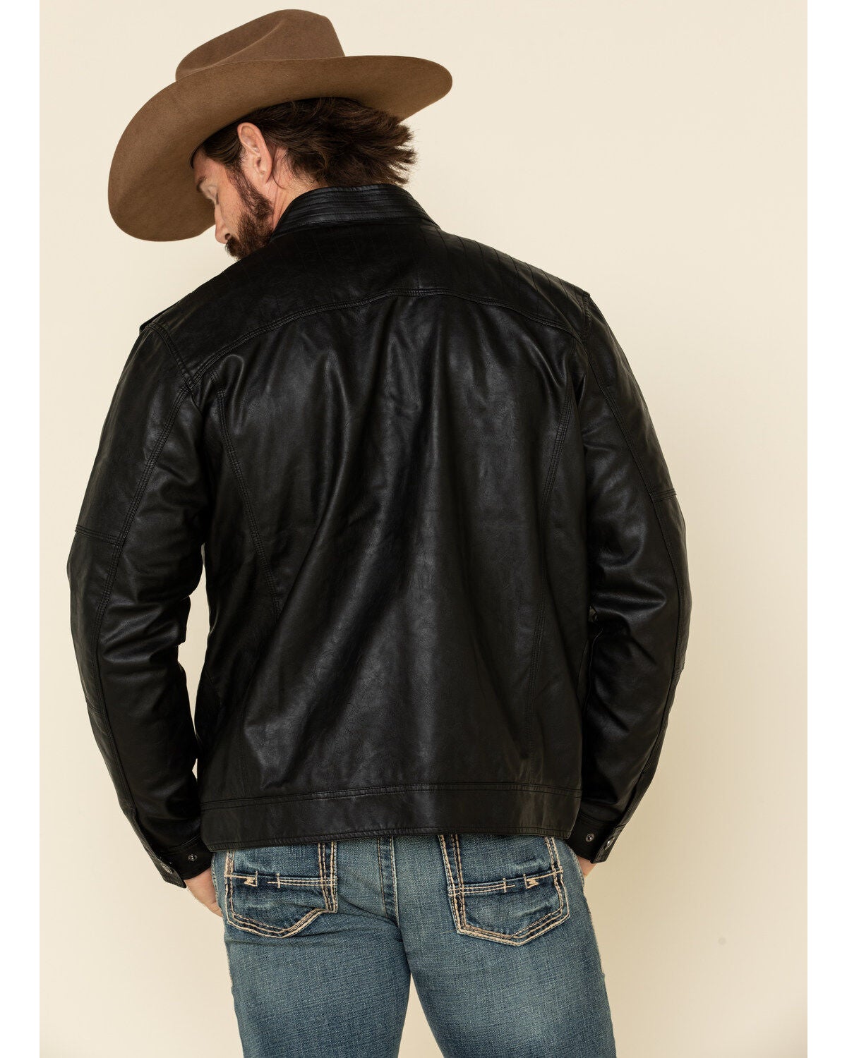 Men's Cody James Black Backwoods Distressed Faux Leather Moto Jacket