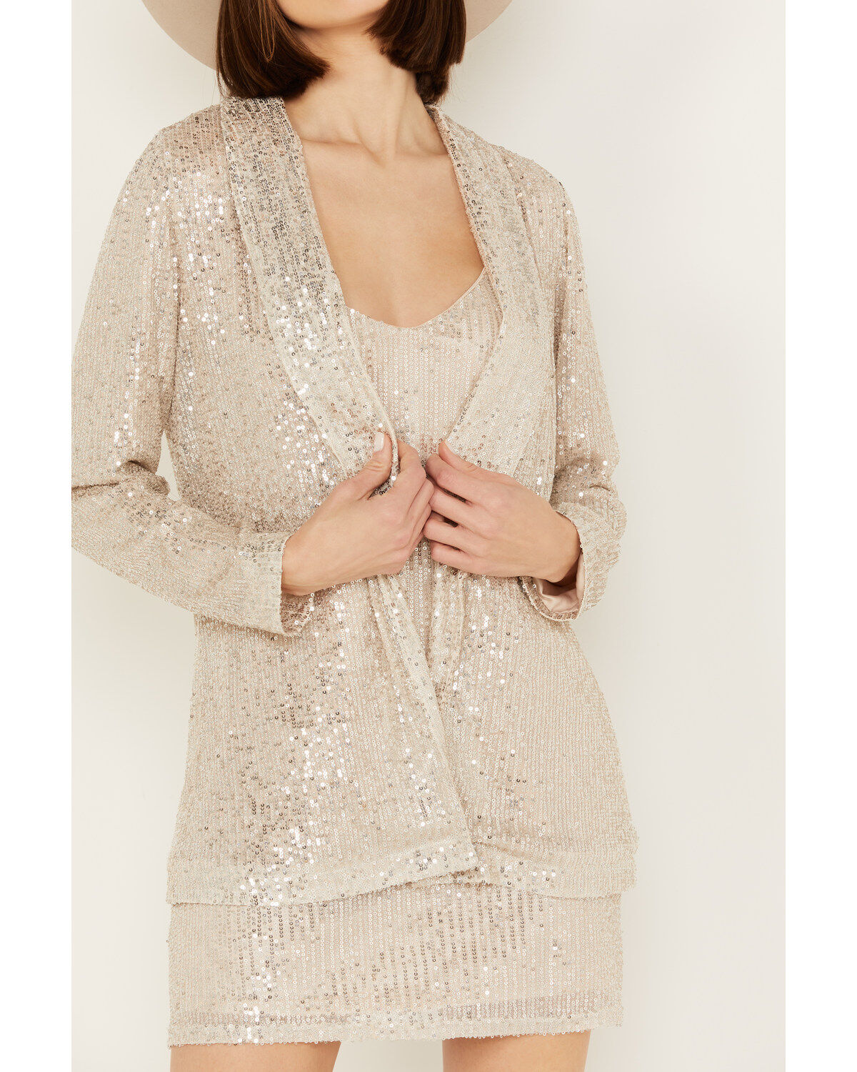 Image #3 - Sadie & Sage Women's Campion Disco Inferno Sequins Blazer, Cream, hi-res