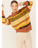 Very J Women's Striped Fuzzy Knit Sweater , Rust Copper, hi-res
