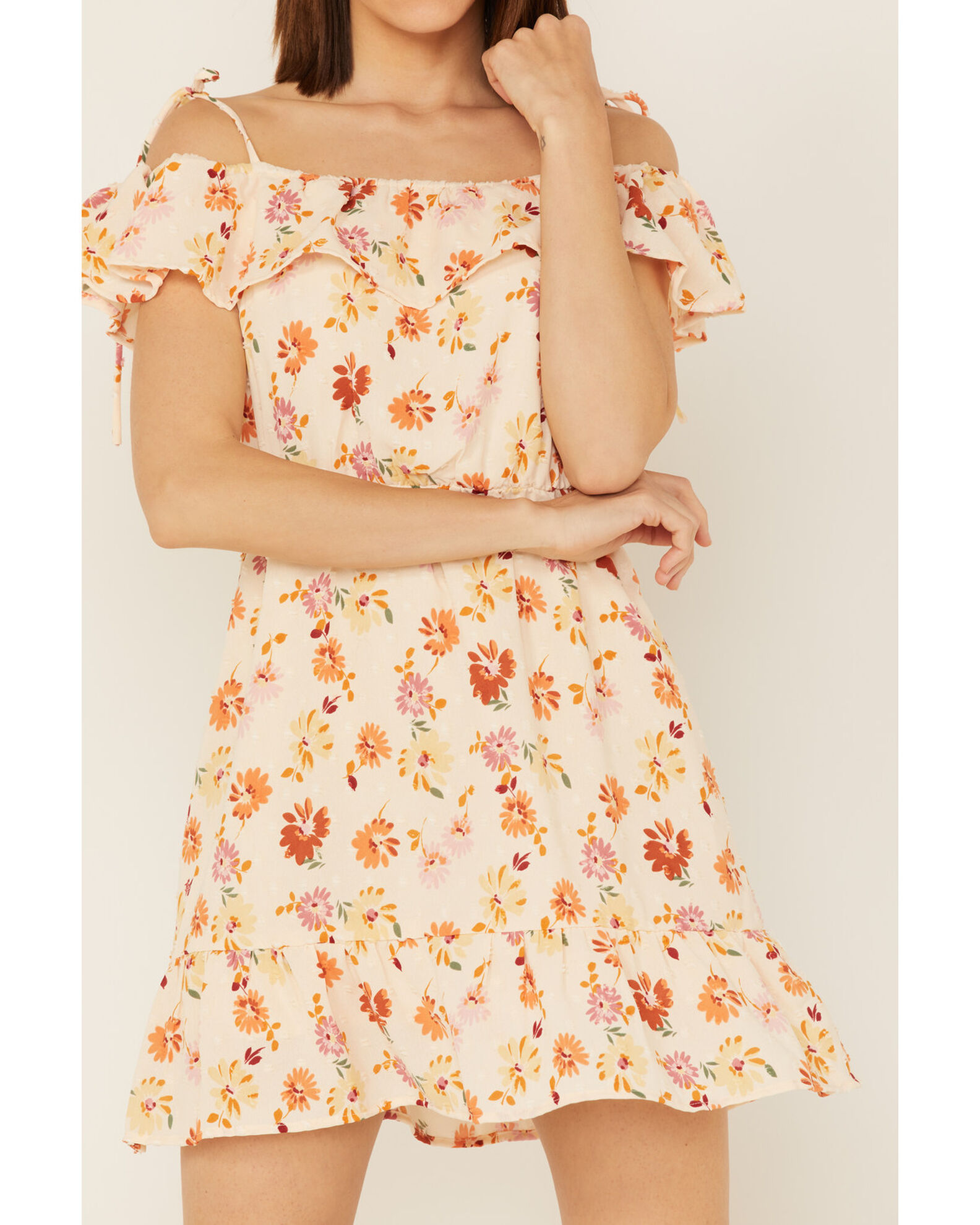 Image #3 - Sadie & Sage Women's Floral Print Moments of Joy Peplum Mini Dress, Yellow, hi-res