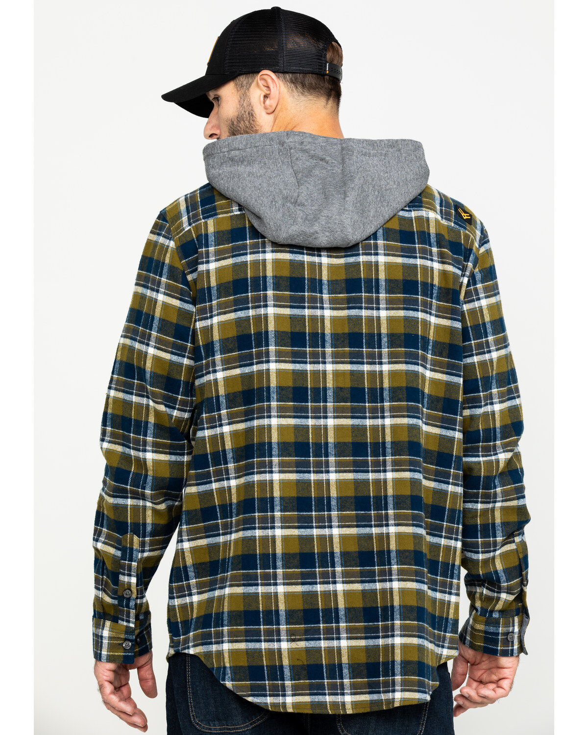 Image #2 - Hawx Men's Grey Plaid Hooded Flannel Work Shirt Jacket, , hi-res