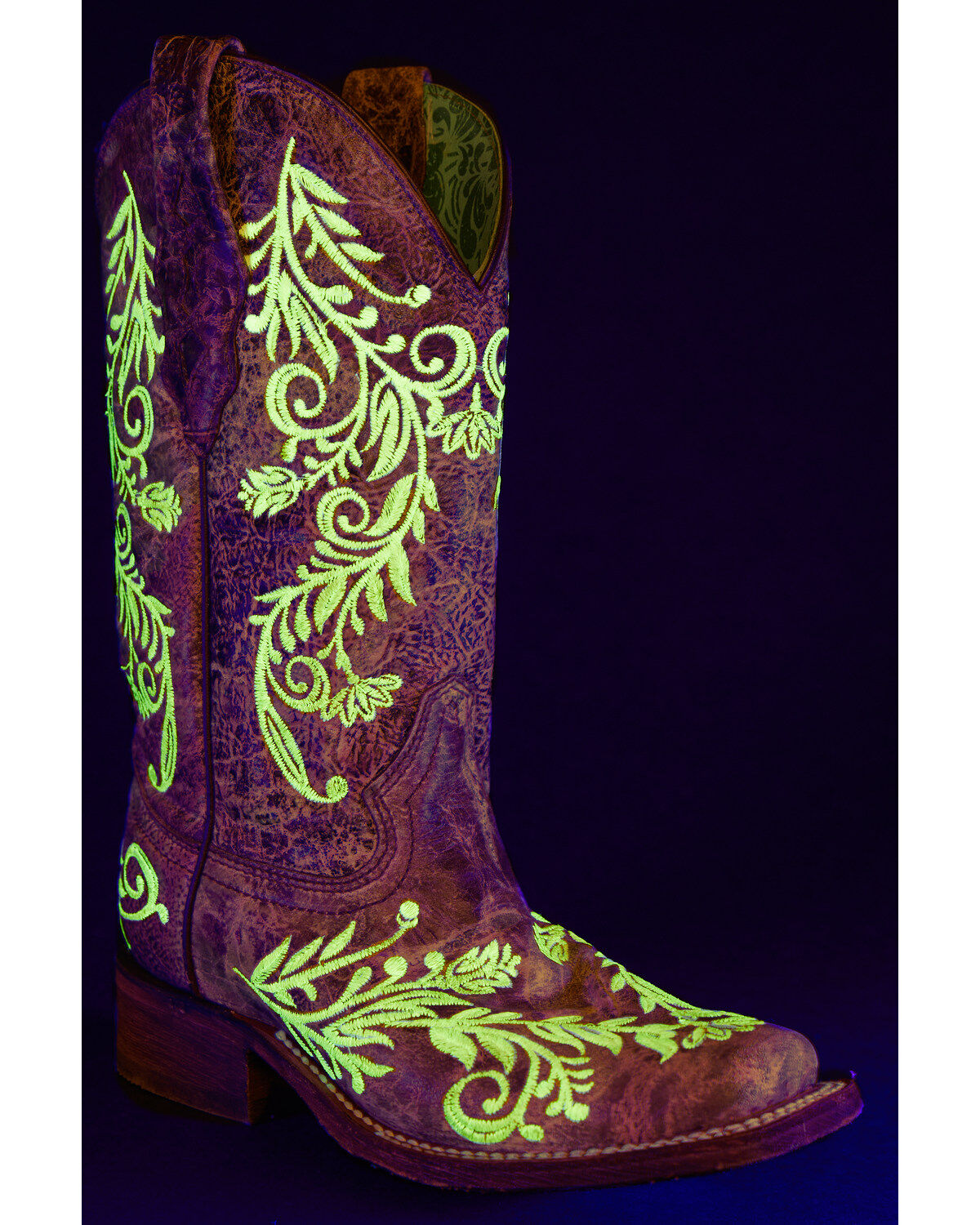 Image #2 - Corral Women's Glow in the Dark Western Boots - Square Toe, Brown, hi-res