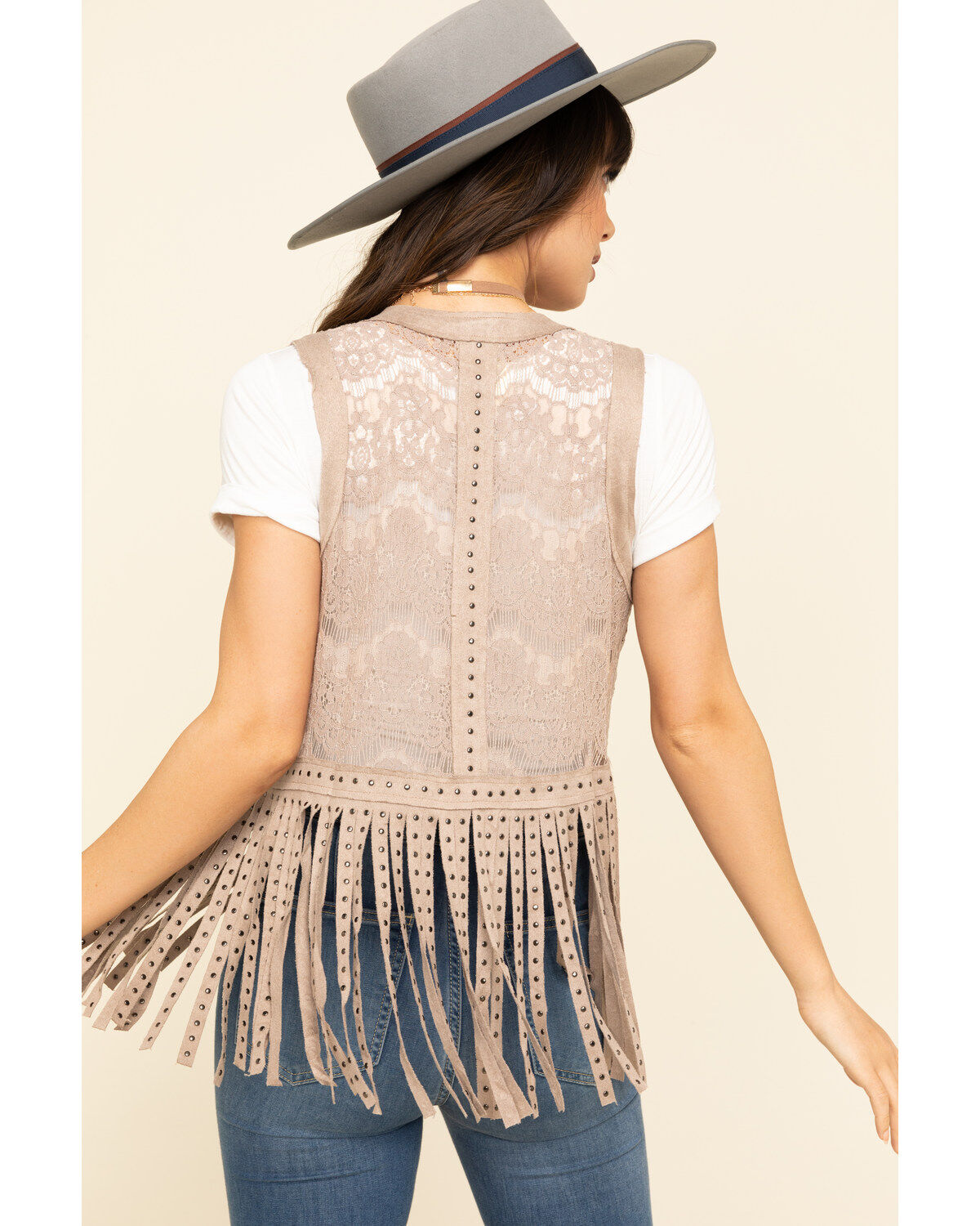 Image #2 - Vocal Women's Lace Studded Fringe Vest, , hi-res