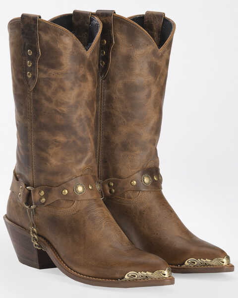 Sage Boots by Abilene Women's 11" Concho Western Boots, Tan, hi-res