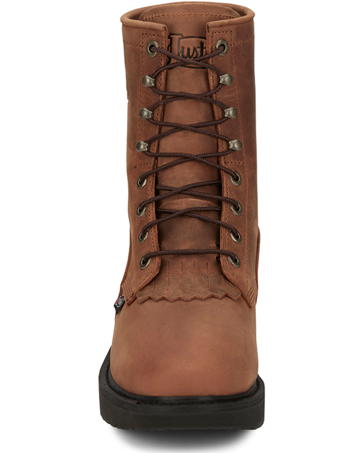 Image #4 - Justin Men's 8" Livestock Lace-Up Work Boots - Steel Toe, Brown, hi-res