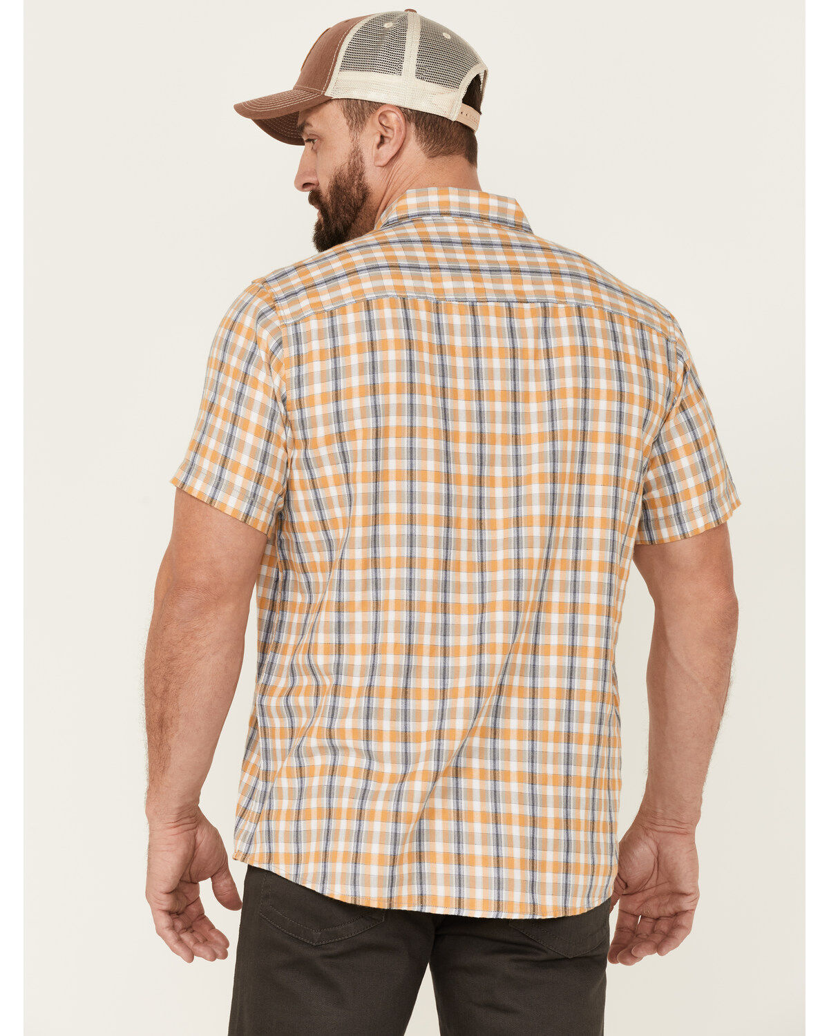 Image #4 - North River Men's Cozy Cotton Plaid Short Sleeve Button Down Western Shirt, Mustard, hi-res