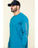 Image #3 - Hawx Men's Teal Sleeve Logo Long Sleeve Work T-Shirt , Teal, hi-res