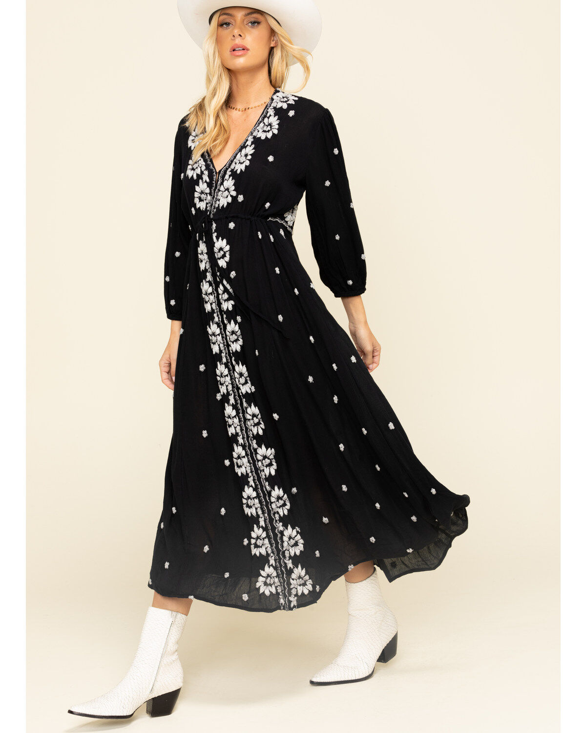 embroidered long dress